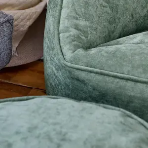 icon Natalia Chenille Armchair Bean Bag and Pouffe Set Sage Green Giant Bean Bag Chair