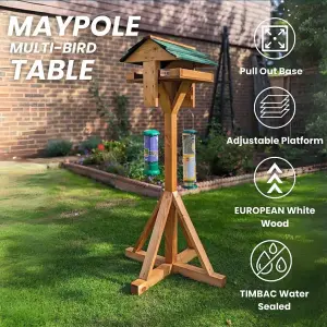 Maypole Adjustable Bird Table with Easy Clean Removable Base