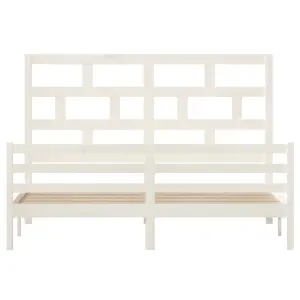 Berkfield Bed Frame White Solid Wood 180x200 cm 6FT Super King