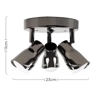 ValueLights Modern Black Chrome 3 Way Sleek Round Adjustable Ceiling Spotlight