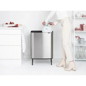 Brabantia Bo Hi 30 Litre + 30 Litre Touch Bin with Two Inner Buckets Matt Steel Fingerprint Proof