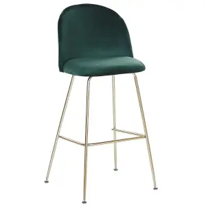 Set of 2 Bar Chairs ARCOLA Velvet Emerald Green