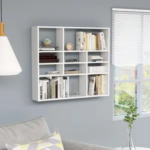 Berkfield Wall Shelf White 90x16x78 cm Engineered Wood