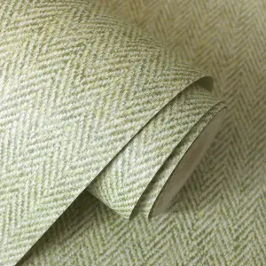 Crown M1867 Harris Texture Luxury Textured Wallpaper, Green