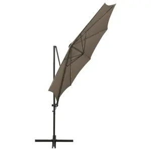 Berkfield Cantilever Umbrella with Pole and LED Lights Taupe 300 cm