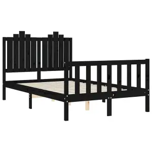 Berkfield Bed Frame with Headboard Black 120x200 cm Solid Wood