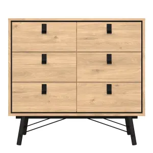 Ry Small Double Chest of 6 Drawers in Jackson Hickory Oak