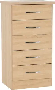 Nevada 5 Drawer Narrow Chest Sonoma Oak Effect