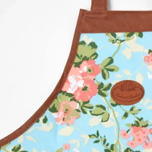 Homescapes Blue and Pink Gardening Apron with Floral Rose Design