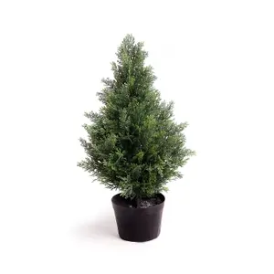 Best Artificial 2ft - 60cm Potted Cedar Topiary Tree - Suitable for Outdoor Use - Weather & Fade Resistant