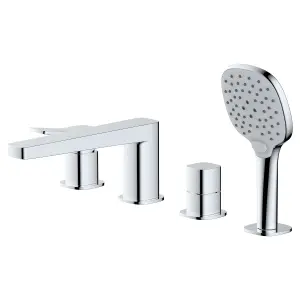 RAK Petit 4 Hole Polished Chrome Modern Bath Shower Mixer Tap Solid Brass