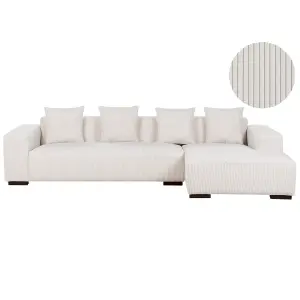 Corner Sofa LUNGO Off-White Corduroy Left Hand