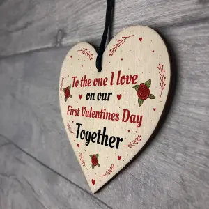 Handmade First Valentines Day Together Gift For Boyfriend Girlfriend Wood Heart Keepsake