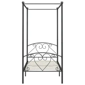 Berkfield Canopy Bed Frame Grey Metal 100x200 cm