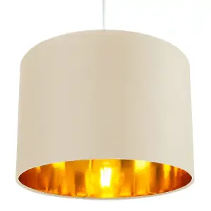 Contemporary Cream Cotton 10 Table/Pendant Lamp Shade with Shiny Copper Inner