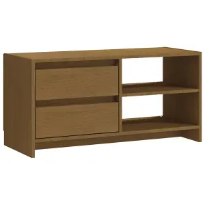 Berkfield TV Cabinet Honey Brown 80x31x39 cm Solid Pinewood