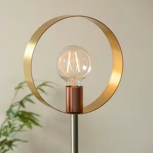 Loopa Satin Brushed Gold and Brushed Copper Contemporary Style 1 light Floor Light