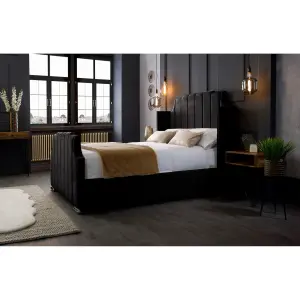 Nelly Plush Velvet Black Bed Frame