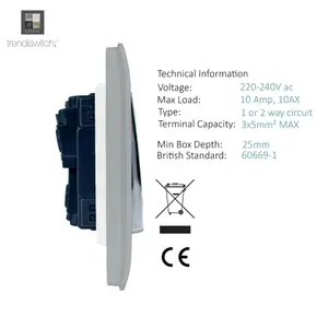 Trendiswitch Silver 1 Gang 2 Way 10 Amp Switch