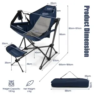 Costway Hammock Camping Chair Folding Camping Swinging Chair w/ Retractable Footrest