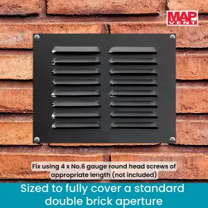 Metal Louvre Air Vent Cover, Suitable for Venting Gas Appliances Internal External Wall, 9 x 6" (229 x 152mm), Anthracite