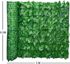 Artificial Ivy Privacy Fence, Ivy Leaf Hedge Roll for Outdoor Decor - 0.5 x 3M