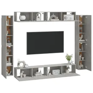 Berkfield 8 Piece TV Cabinet Set Concrete Grey Engineered Wood