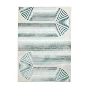 Grey Green Abstract Rug, Striped Rug with 8mm Thickness, Modern Rug for Bedroom, LivingRoom, & DiningRoom-120cm X 170cm