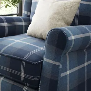 Dunelm Oswald Grande Check Wingback Armchair, Country, Blue, Navy Oswald Wingback, Textured Weave Fabric