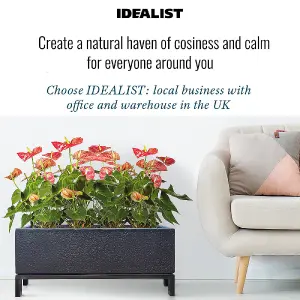 Set of 2 IDEALIST™ 61cm Trough, Black Slate Effect Indoor Rectangular Planter on Detachable Metal Stand H26 L61 W17 cm