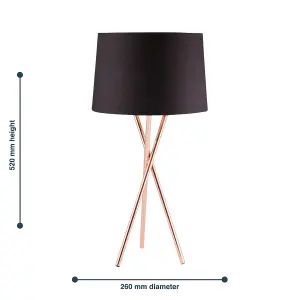 First Choice Lighting Trinity Copper Black Table Lamp With Shade