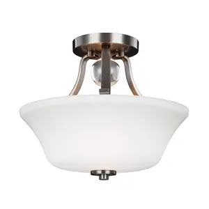 Elstead Evington 2 Light Semi Flush Ceiling Light Satin Nickel, E27