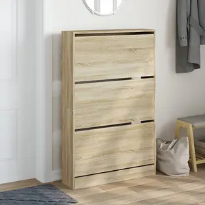 Berkfield Shoe Cabinet Sonoma Oak 80x21x125.5 cm Engineered Wood