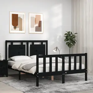 Berkfield Bed Frame with Headboard Black 120x200 cm Solid Wood