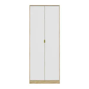 Ready assembled Contemporary White & oak Double Wardrobe (H)1970mm (W)740mm (D)530mm