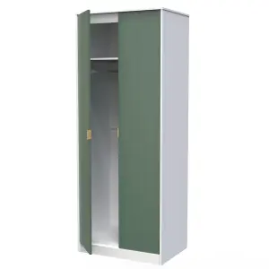 Linear Ready assembled Modern Matt green & white Tall Double Wardrobe (H)1970mm (W)740mm (D)530mm