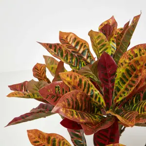 Homescapes Red 'Rushfoil' Artificial Croton Plant with Pot, 65 cm