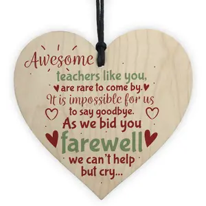 Red Ocean Goodbye Teacher Gift Wooden Heart Leaving Gift Teaching Assistant Nursery School Present