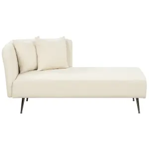 Left Hand Boucle Chaise Lounge White RIOM