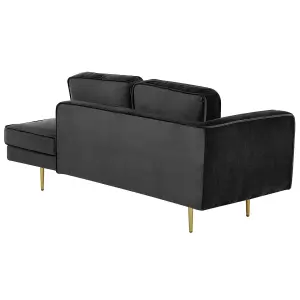 Left Hand Velvet Chaise Lounge Black MIRAMAS