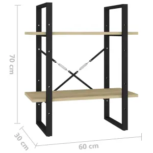 Berkfield 2-Tier Book Cabinet Sonoma Oak 60x30x70 cm Engineered Wood