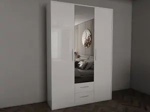 swindon Gloss white 3 door 2 drawer Wardrobe 120cm