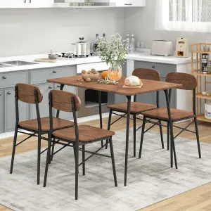 Costway 5 Piece Dining Table Set Rectangular Table & 4 Chairs Kitchen Wooden Furniture