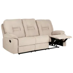 3 Seater Fabric Manual Recliner Sofa Beige BERGEN