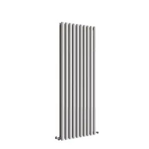 Vertical White Double Oval Panel Radiator (H)1600mm x (W)590mm, 8940 BTU.