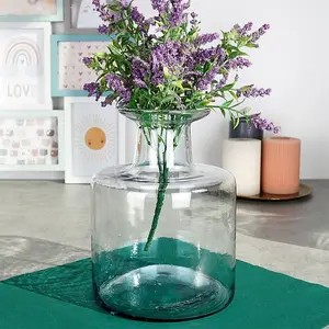 URBNLIVING 22cm Height Bottle Glass Wide Mouth Rounded Design Flowers Arrangements Vase