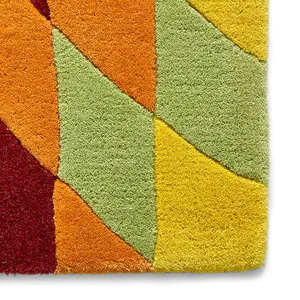 Multi Wool Rug, Chequered Geometric Optical/ (3D) Rug, Handmade Modern Funky Luxurious Rug for DiningRoom-120cm X 170cm