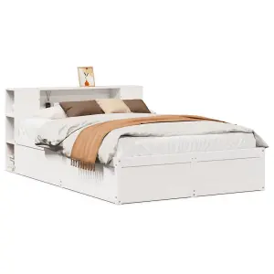 Berkfield Bed Frame without Mattress White 150x200 cm King Size Solid Wood Pine