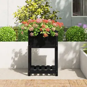 Berkfield Planter with Shelf Black 54x54x81 cm Solid Wood Pine