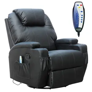 WestWood Bonded Leather Massage Sofa Swivel Chair Cinema Recliner Heating Function Black